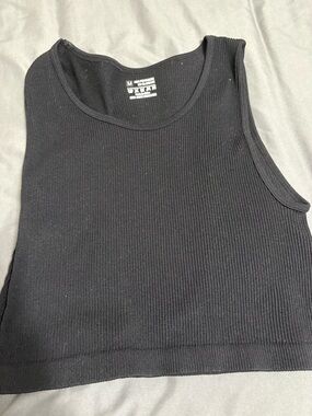 Black Ribbed Tank Top - Women